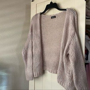 Bebe Pink with metallic Silver Knit Cardigan